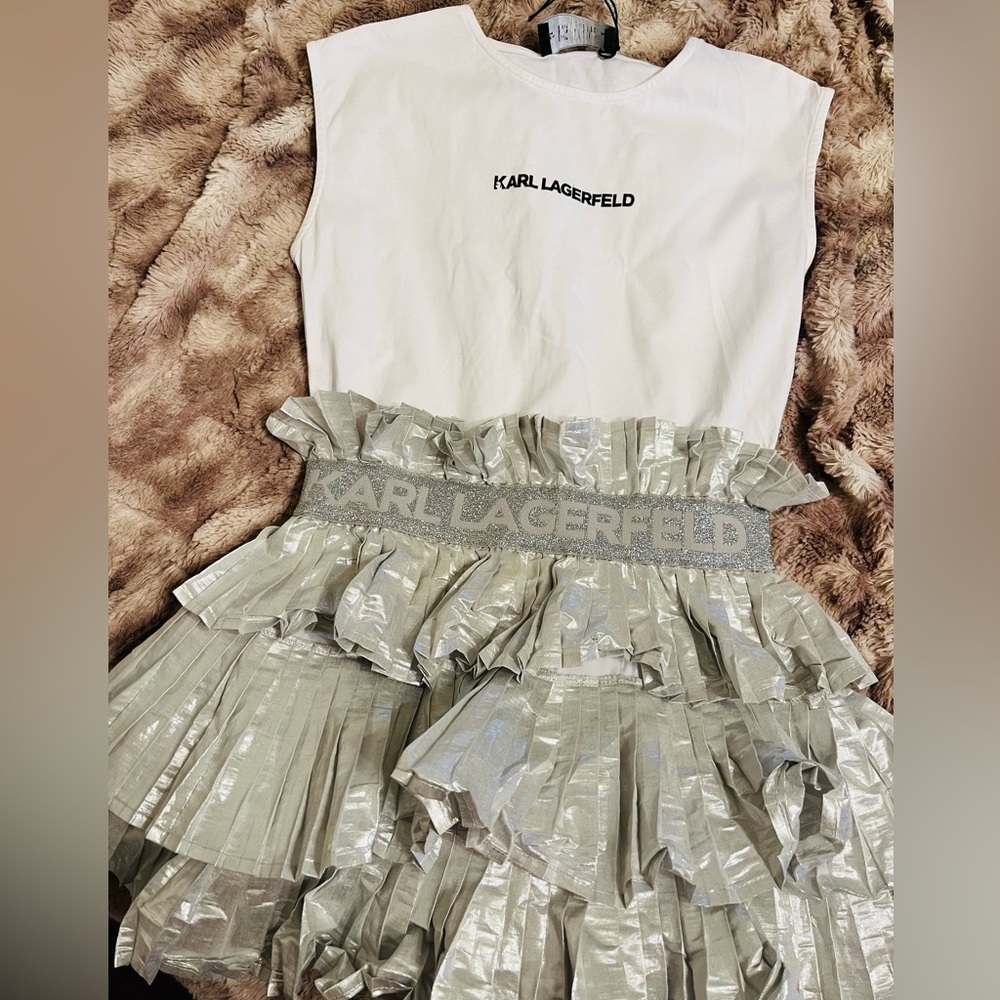 Karl Lagerfeld-Rubberized logo cotton blend dress